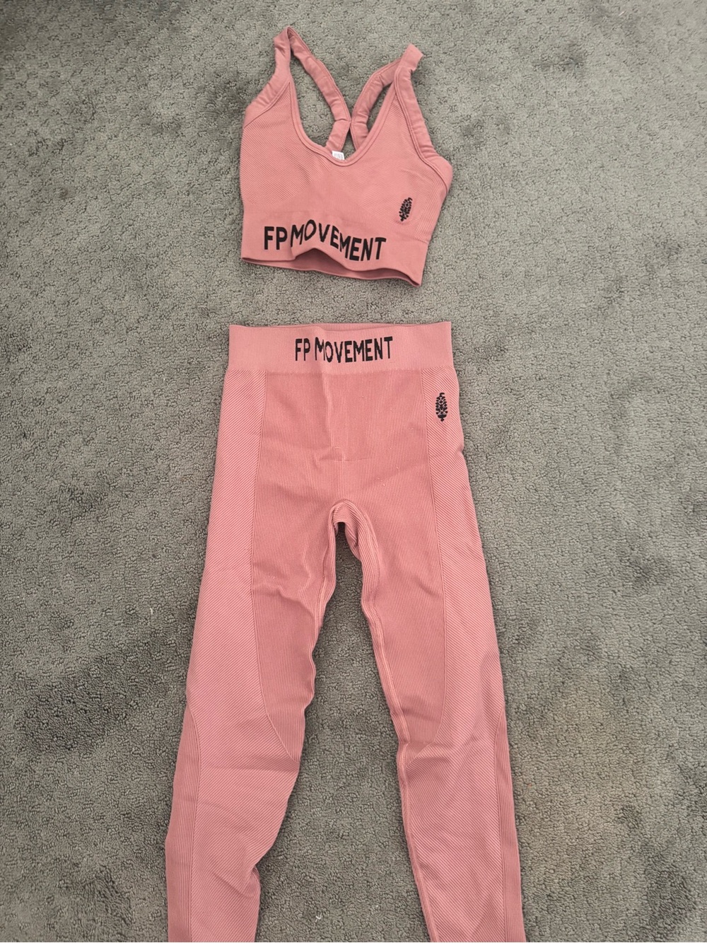 FP Movement by Free People Pink Seamless Sports Bra & Leggings Set